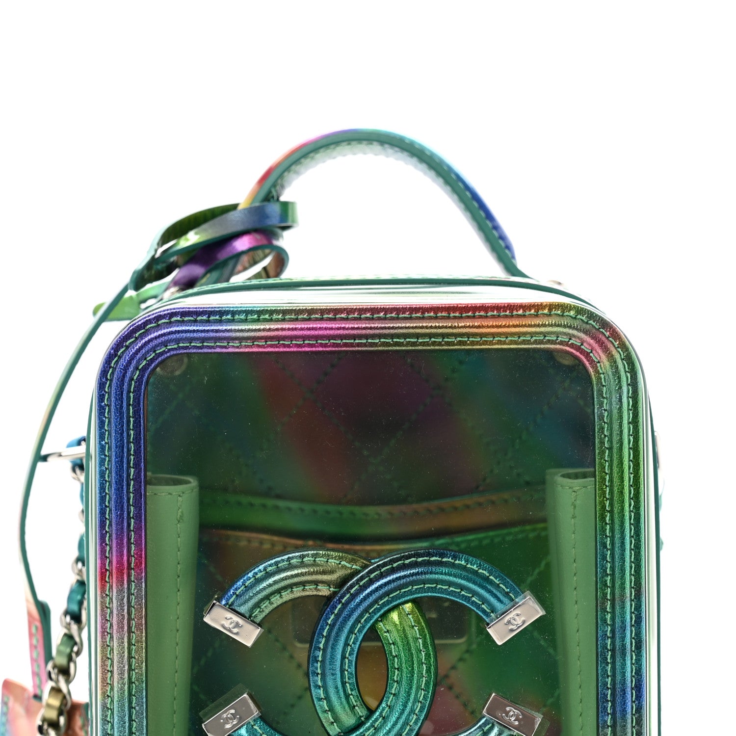 Chanel PVC Patent Calfskin Patent Lambskin Vertical Vanity Case Green 8 of 13