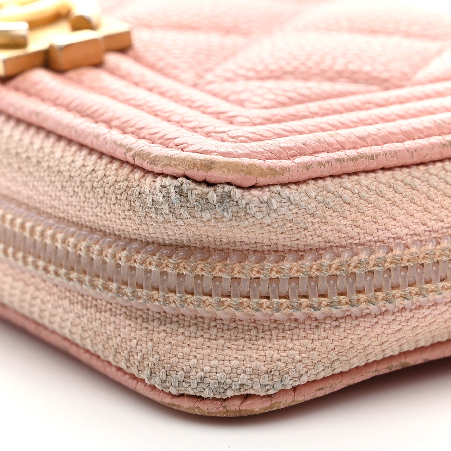 Chanel Caviar Quilted Boy Zip Around Coin Purse Wallet Light Pink 11 of 11