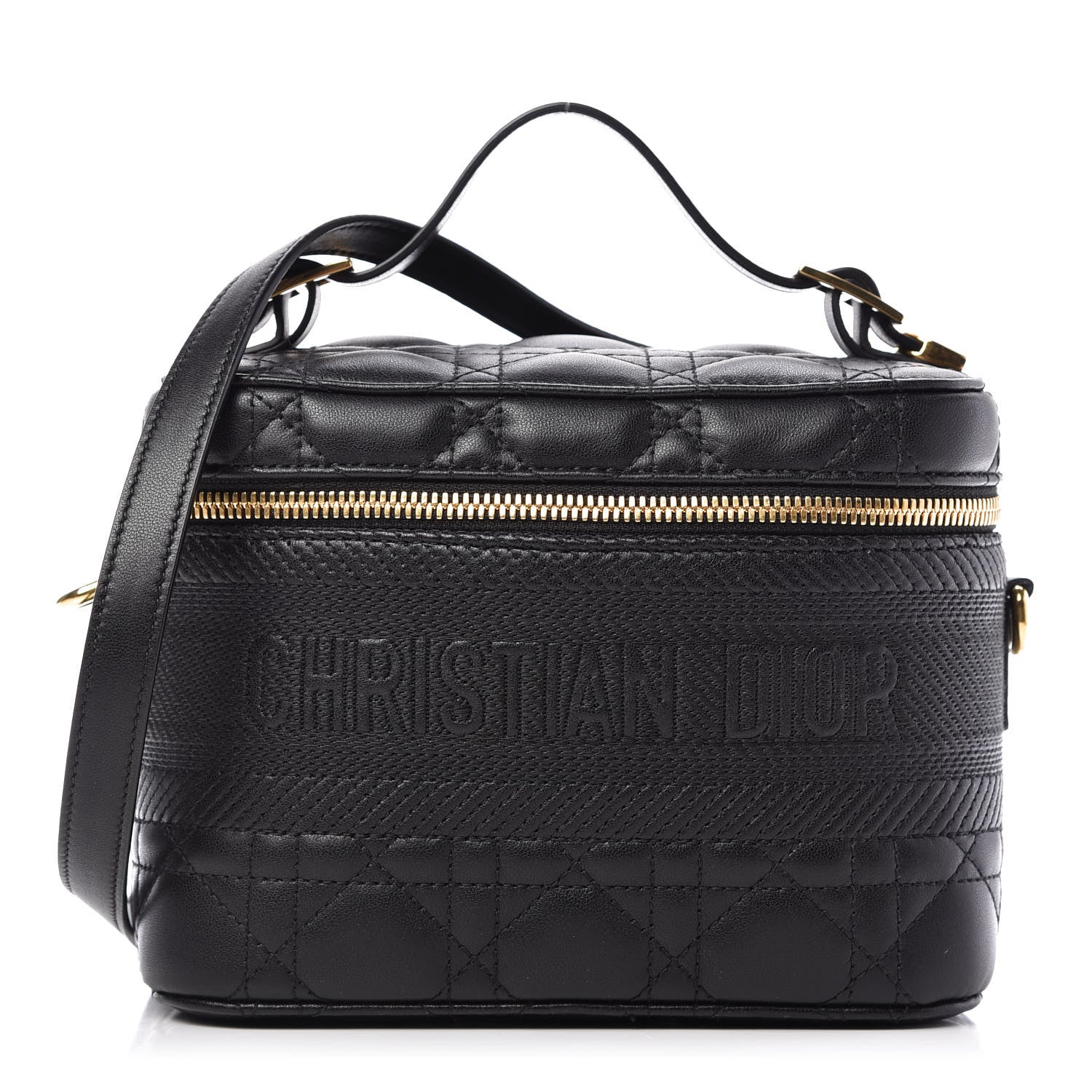 Christian Dior Lambskin Cannage Small Diortravel Vanity Case Black 1 of 8