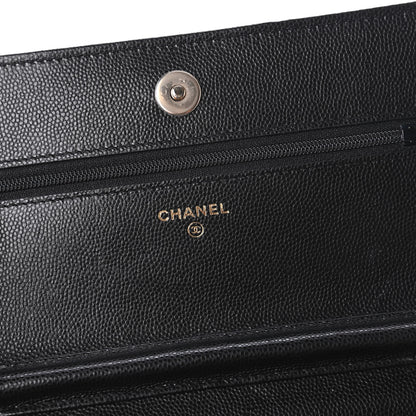 Chanel Caviar Quilted French New Wave Chain CC Wallet On Chain WOC Black 8 of 12
