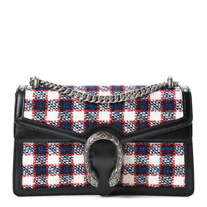 Gucci Vintage Tweed Check Small Dionysus Shoulder Bag White Hibiscus Red Marine 1 of 11