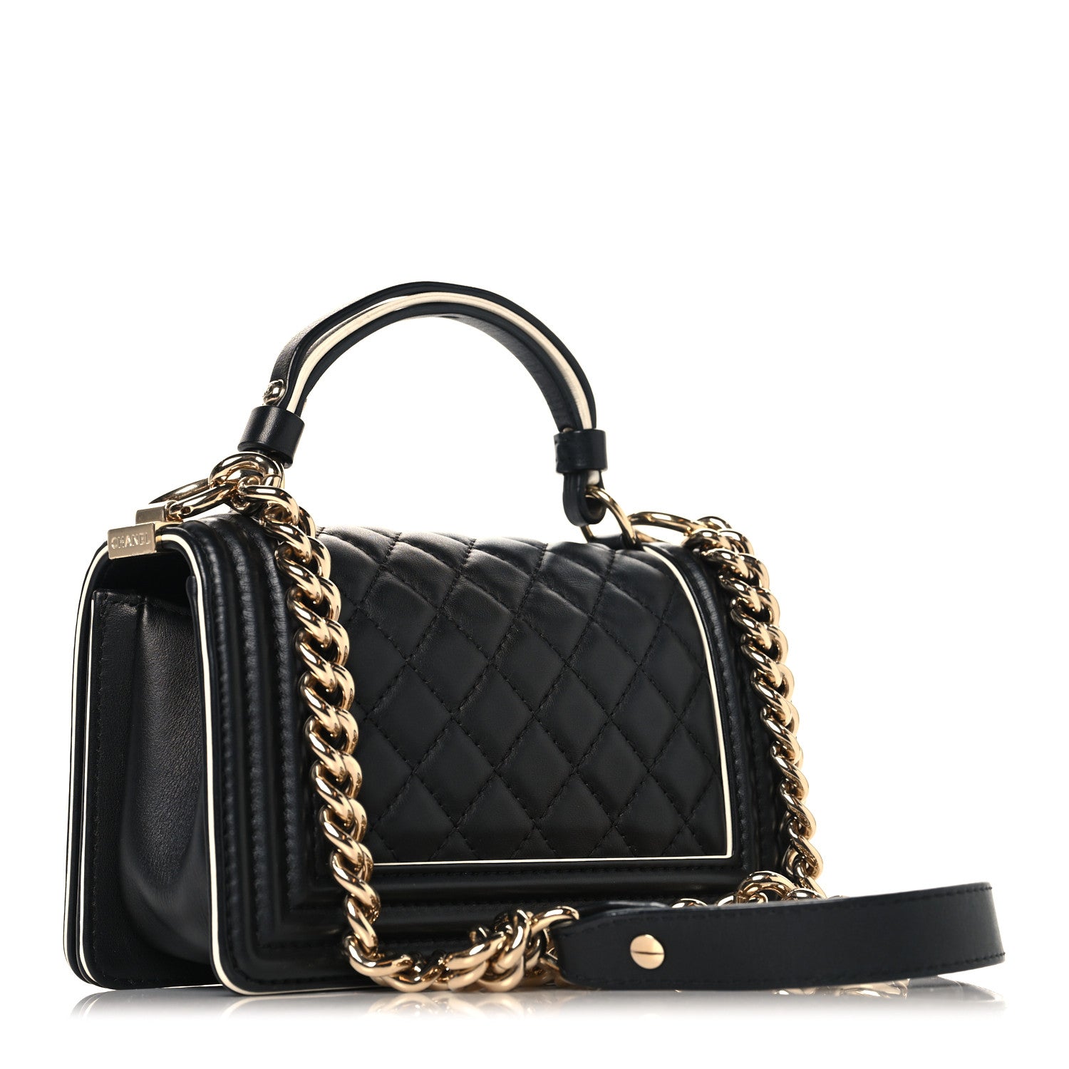 Chanel Calfskin Quilted Small Boy Top Handle Flap Black 3 of 10