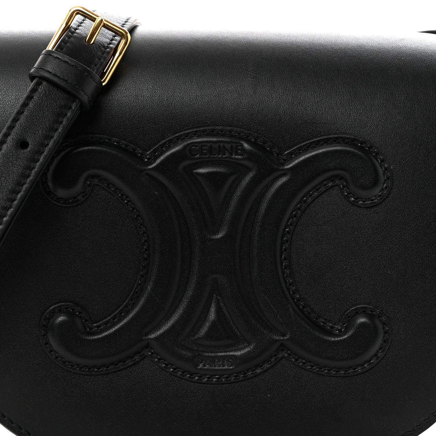 Celine Smooth Calfskin Cuir Triomphe Folco Crossbody Bag Black 8 of 10