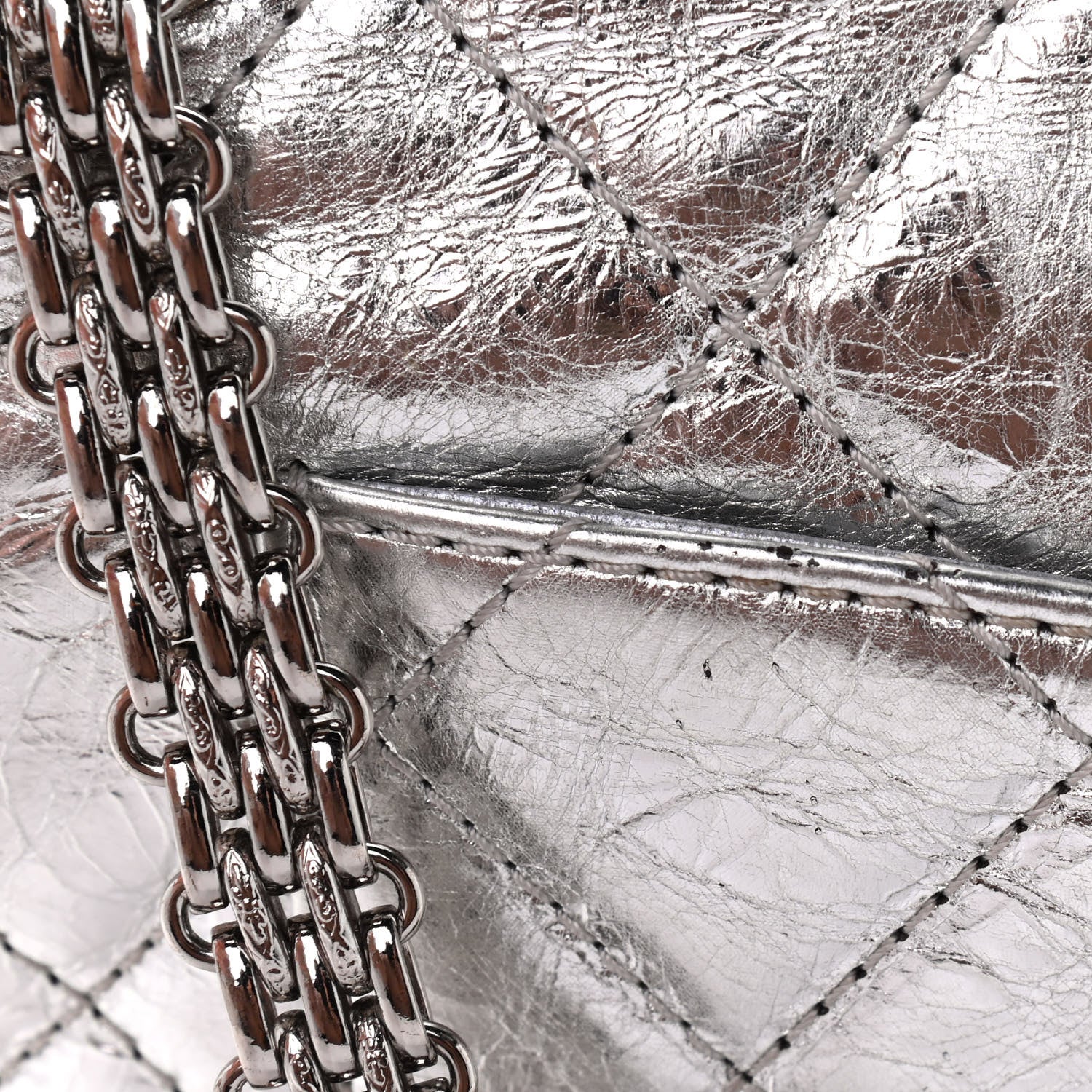 Chanel Metallic Aged Calfskin Quilted 2.55 Reissue 228 Flap Silver 5 of 12