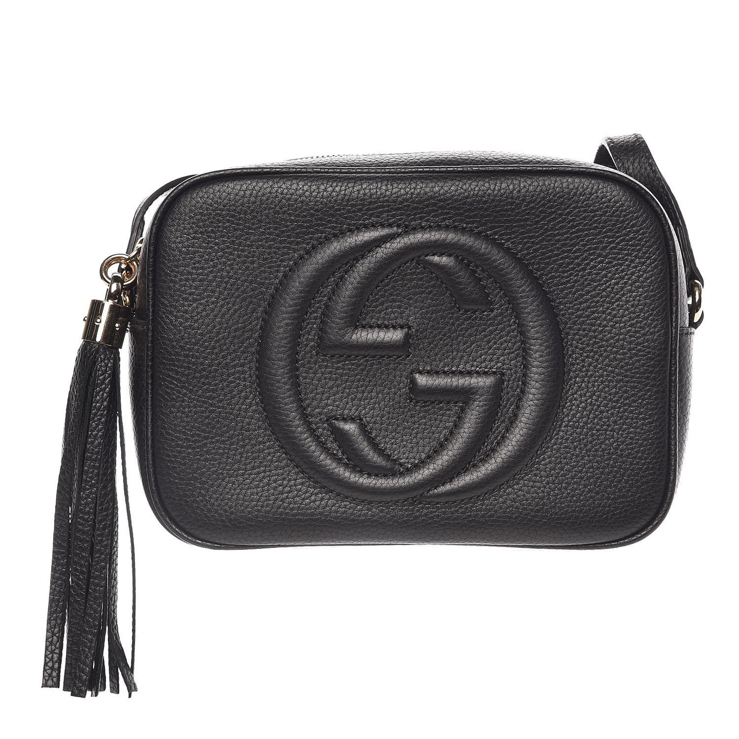 Pebbled Calfskin Small Soho Disco Bag Black