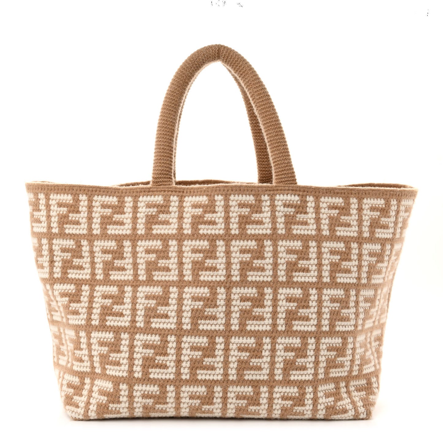 Cashmere Knit FF Large Shopper Tote Cammello
