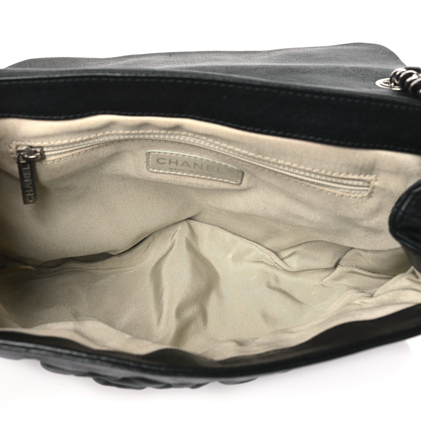 Washed Lambskin Quilted Medium Chain Around Messenger Black