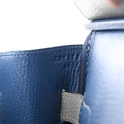 Hermes Togo Verso Birkin 35 Gris Mouette Bleu Agate 7 of 12