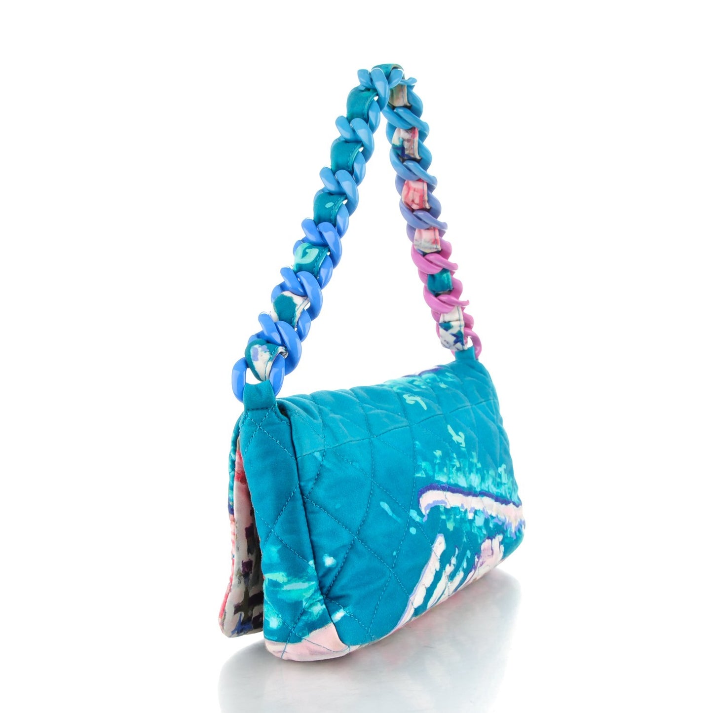 Canvas Printed Watercolor Pochette Flap Multicolor