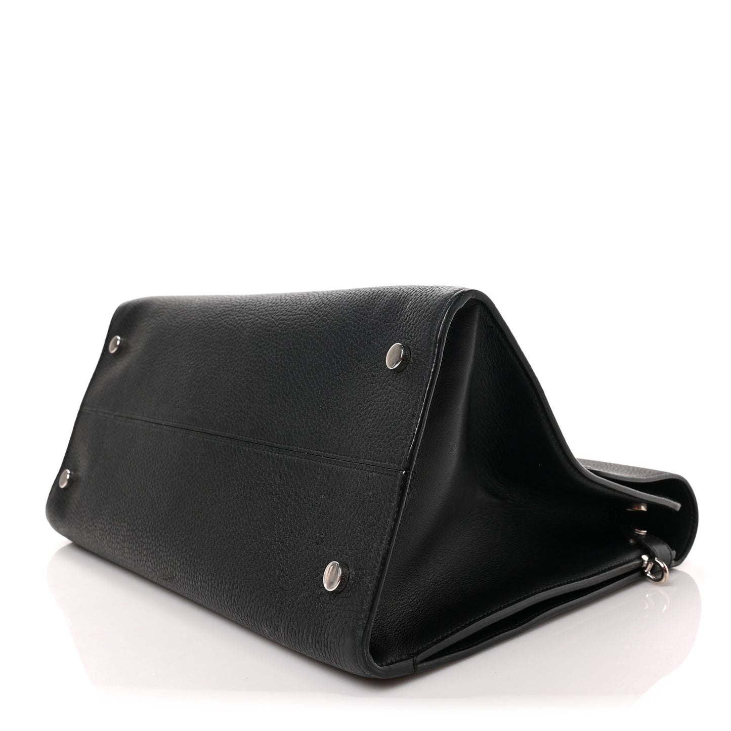 Grained Calfskin Large Diorever Flap Black