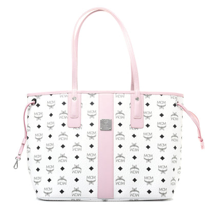 MCM Visetos Medium Liz Reversible Shopper Tote White Powder Pink 1 of 16