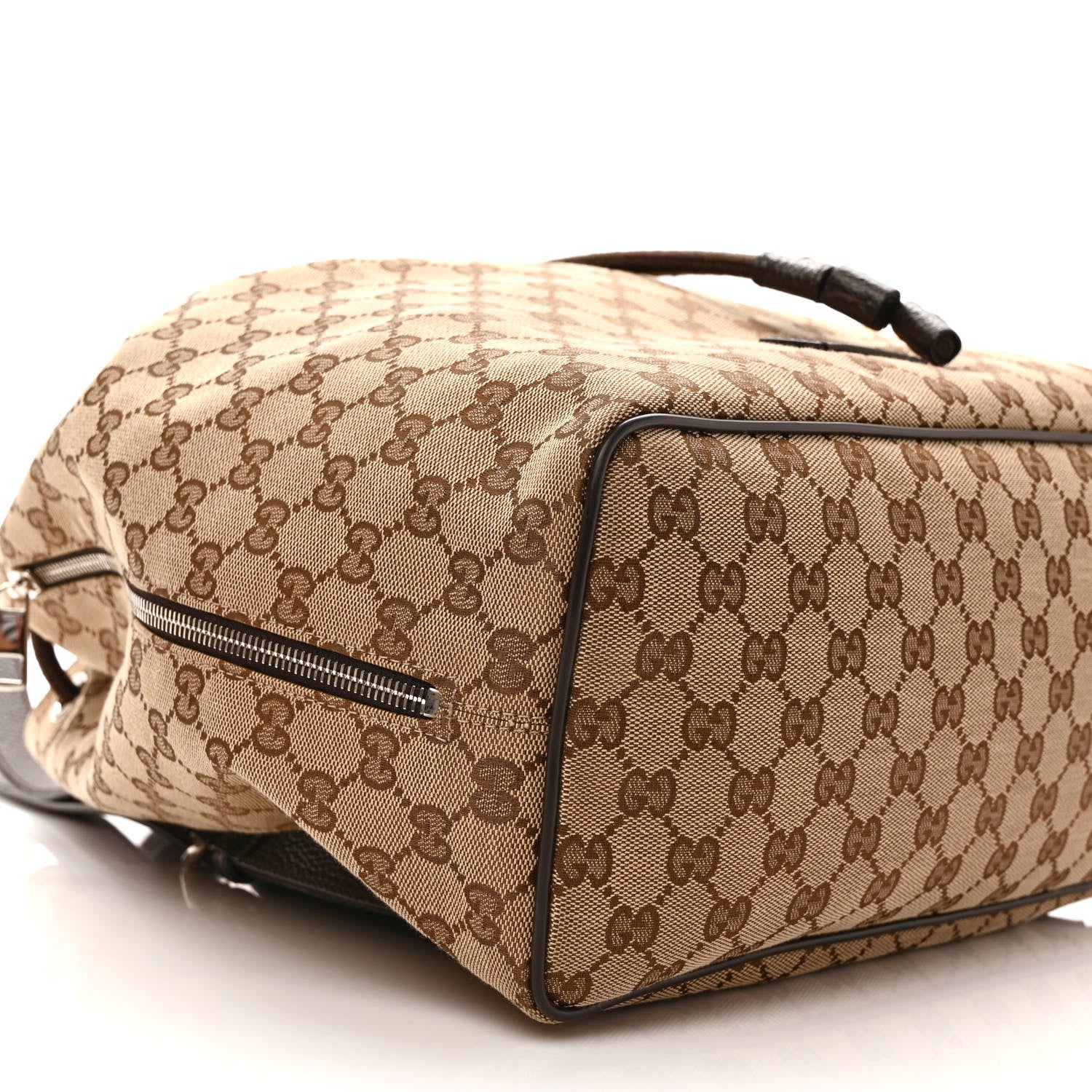 Gucci Monogram Dollar Calfskin O Drawstring Backpack Beige Ebony Testa di Moro Dark Chocolate 9 of 10