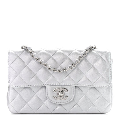 Chanel Metallic Lambskin Quilted Mini Rectangular Flap Silver 1 of 11