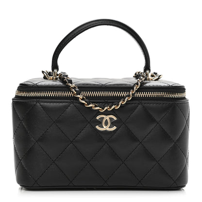 Chanel Lambskin Quilted Small Top Handle Vanity Case With Chain Black 1 of 11