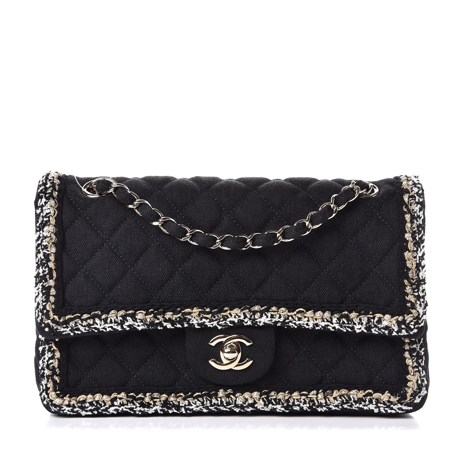 Chanel Denim Braided Medium Flap Bag Black 1 of 9