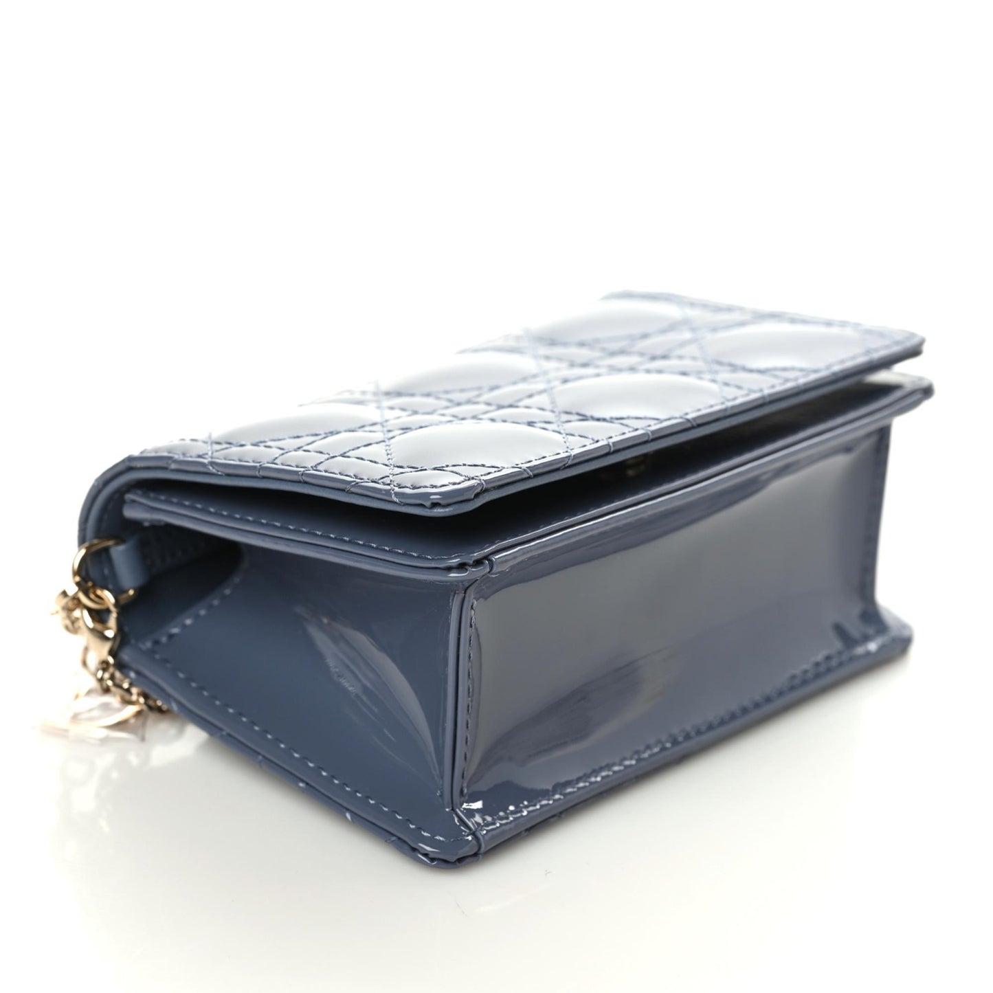 Patent Cannage Nano Lady Dior Pouch Cloud Blue