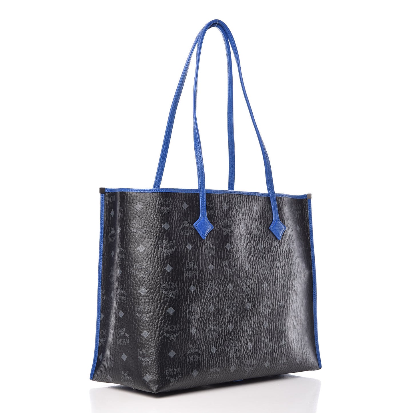 Metallic Visetos Medium Kira Shopper Tote Black Blue