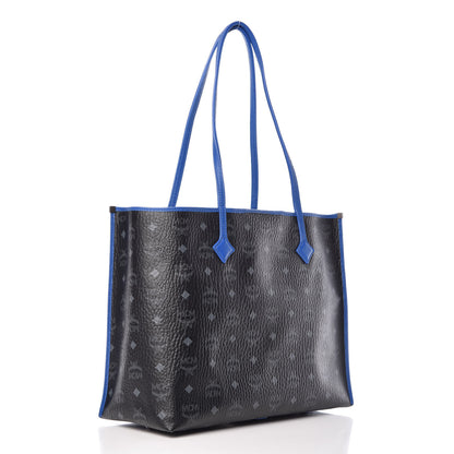 MCM Metallic Visetos Medium Kira Shopper Tote Black Blue 3 of 8