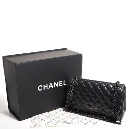 Chanel Lambskin Quilted Jumbo Double Flap So Black 5 of 9