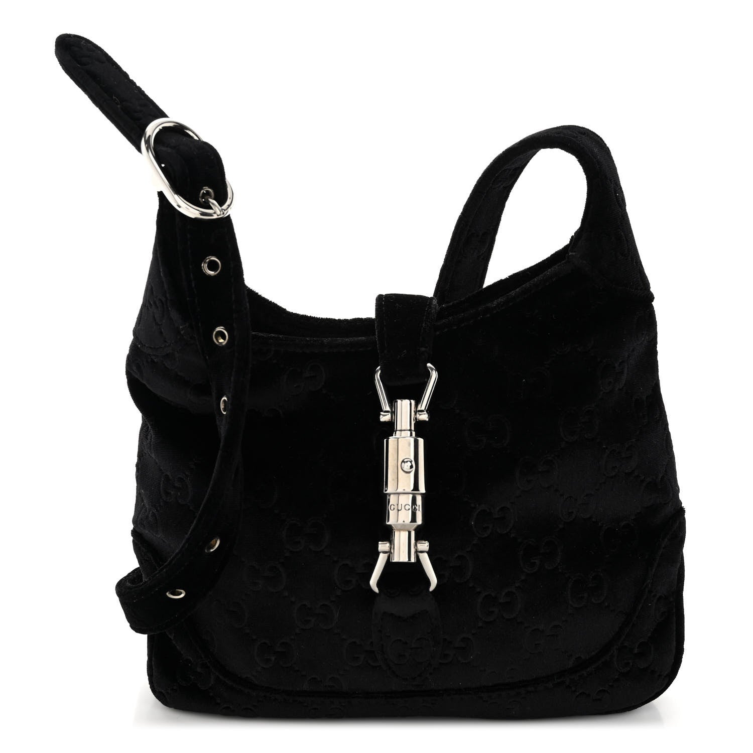 Gucci New Velvet Ashmir GG Monogram Small Jackie 1961 Hobo Black 1 of 9