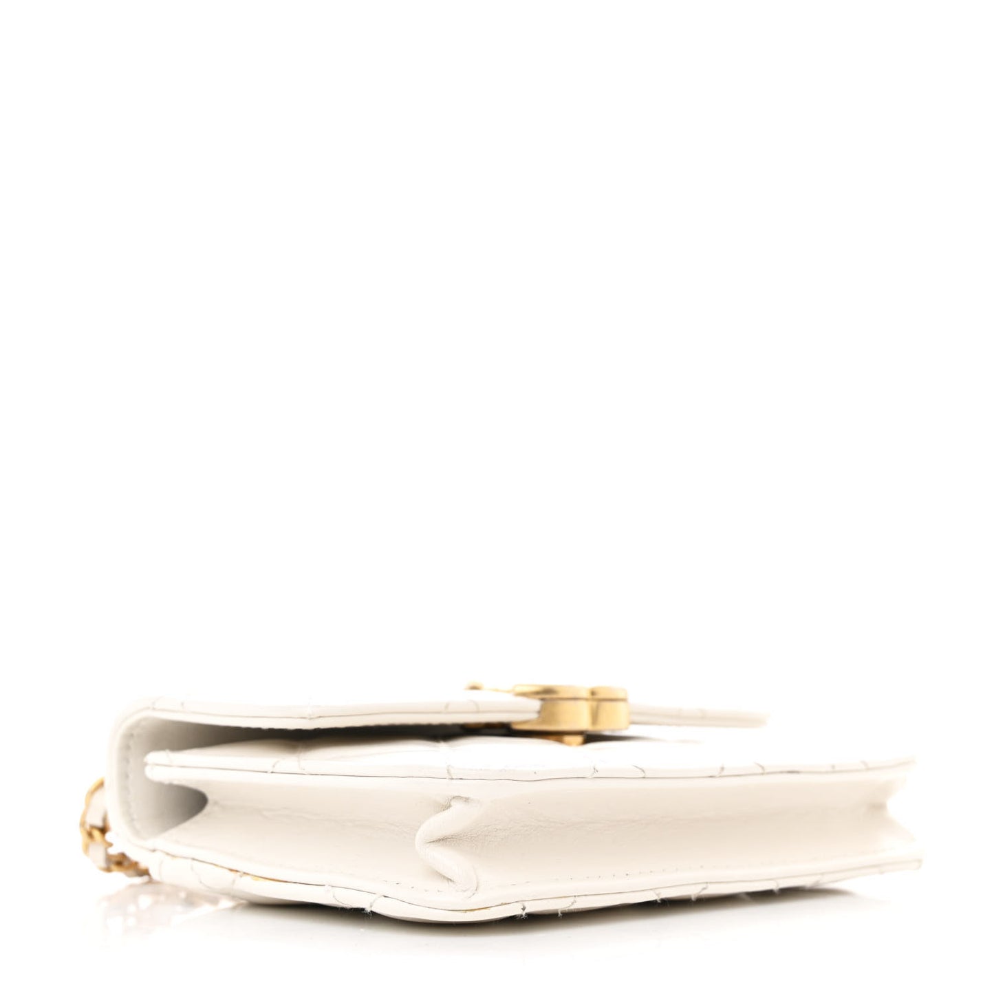 Calfskin Quilted Perfect Fit Coin Purse With Chain White