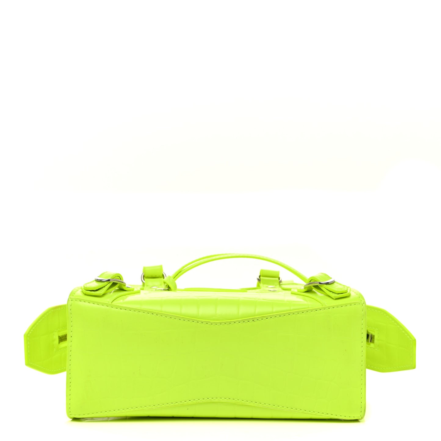Semi Shiny Calfskin Crocodile Embossed Neo Classic Silver Hardware Mini City Fluo Yellow