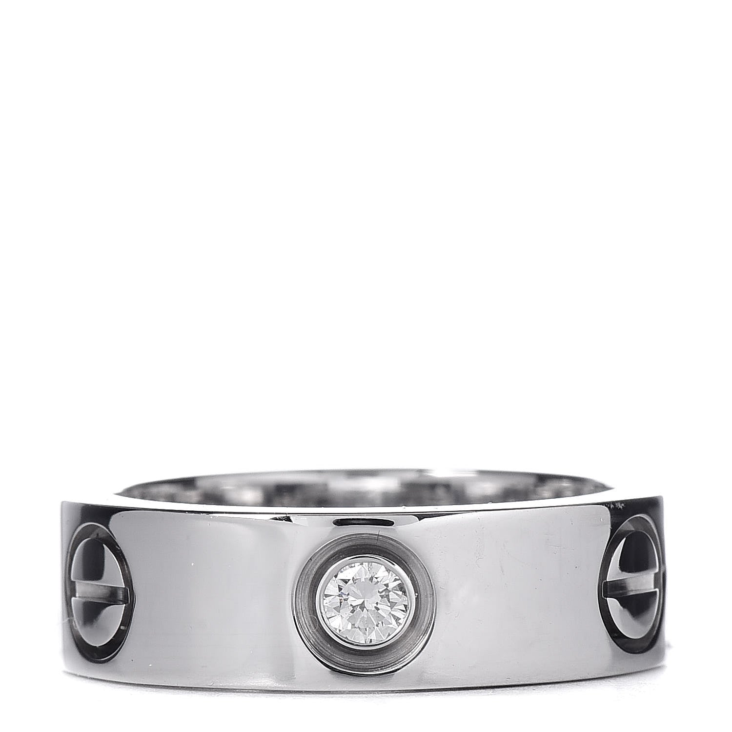 Cartier 18K White Gold 3 Diamond LOVE Ring 49 4.75 1 of 6
