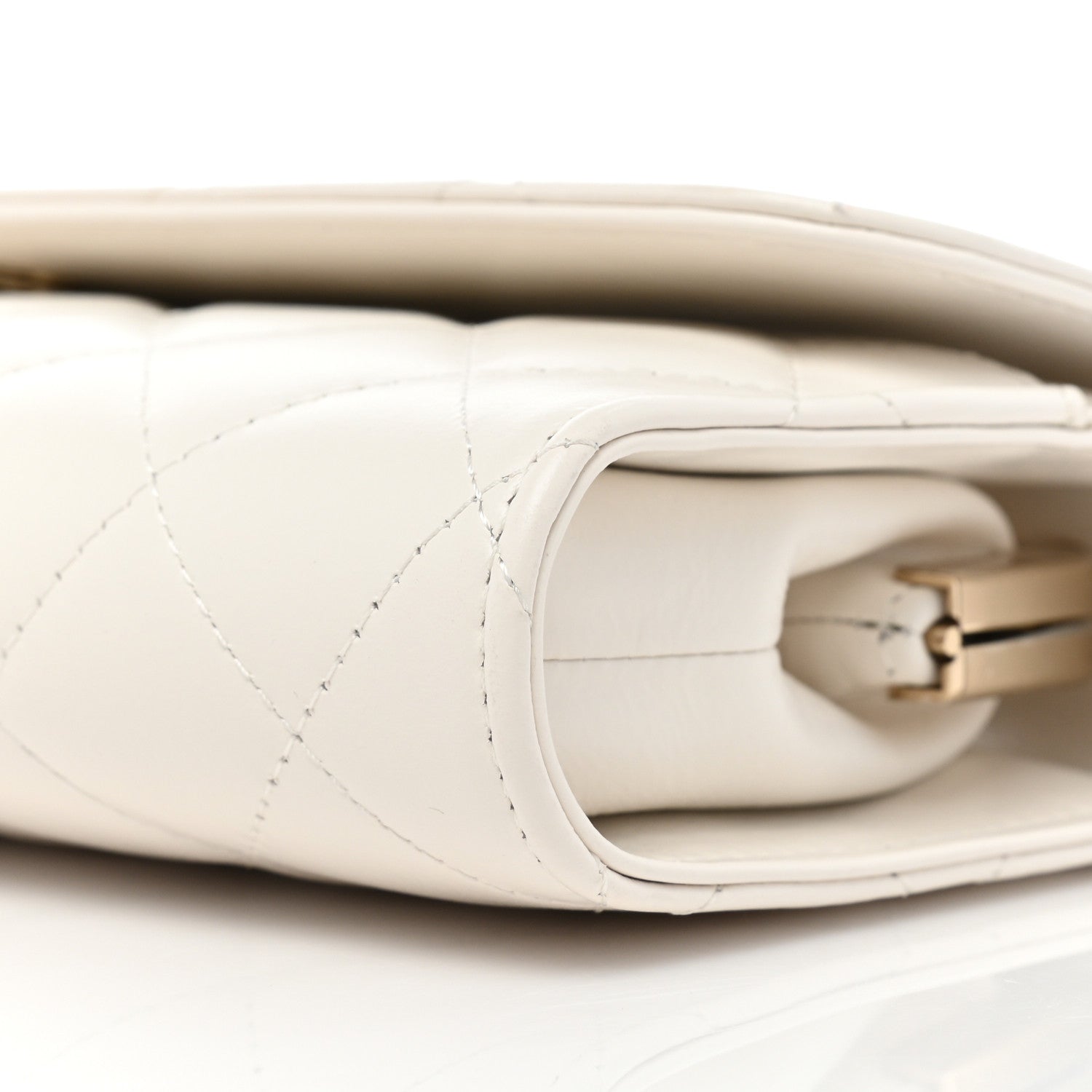 Chanel Shiny Calfskin Quilted Flap Phone Holder With Chain White 8 of 9