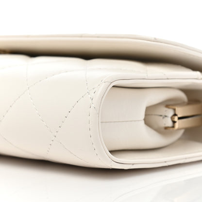 Chanel Shiny Calfskin Quilted Flap Phone Holder With Chain White 8 of 9