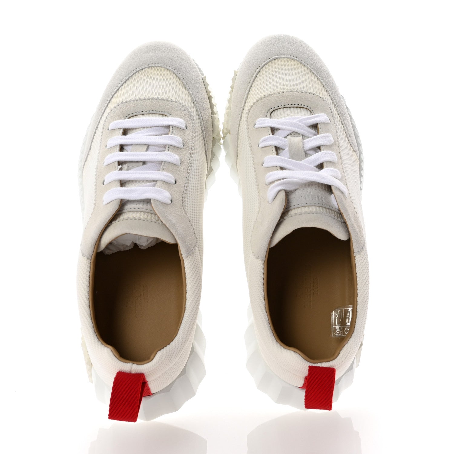 Hermes Technical Canvas Suede Goatskin Bouncing Sneakers 36 White Multicolor 2 of 10