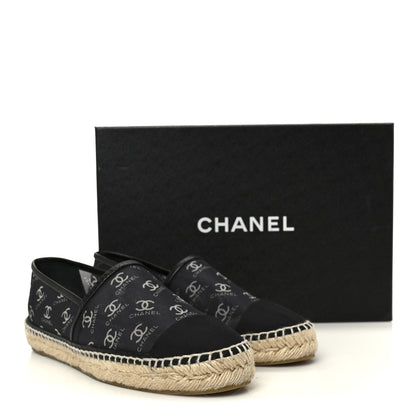Chanel Mesh Grosgrain CC Espadrilles 38 Black White 11 of 11