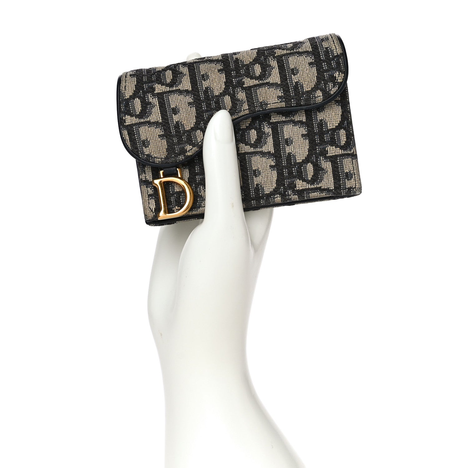 Christian Dior Oblique Saddle Card Holder Blue 2 of 11