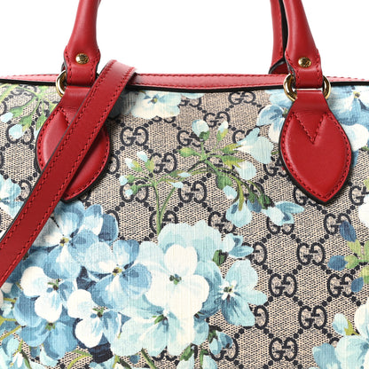 Gucci GG Supreme Monogram Blooms Small Boston Beige Blue Navy Hibiscus Red 7 of 10