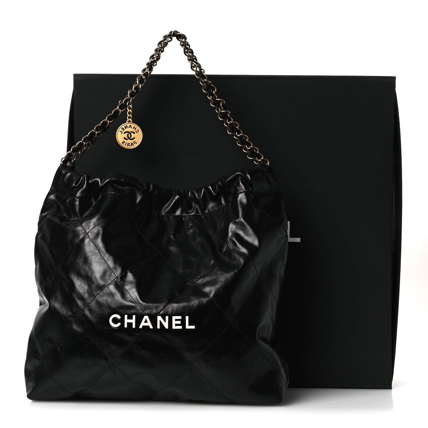 Chanel Shiny Calfskin Quilted Chanel 22 Black White 12 of 12