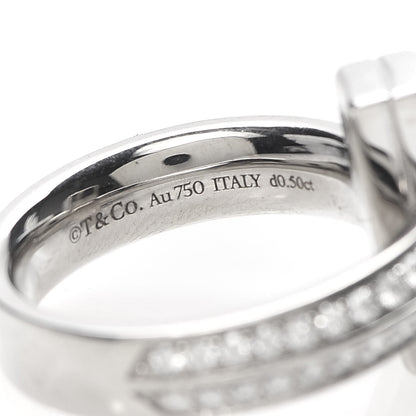 Tiffany 18K White Gold Diamond T T1 Wide Ring 46 3.75 6 of 7