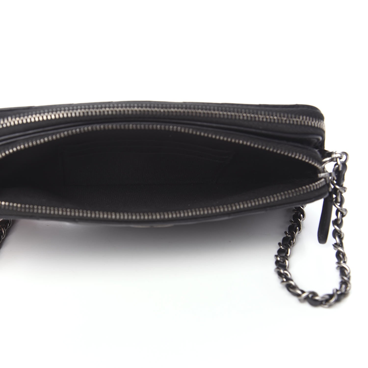 Chanel Calfskin Chevron Quilted Tassel Clutch With Chain Black 5 of 11