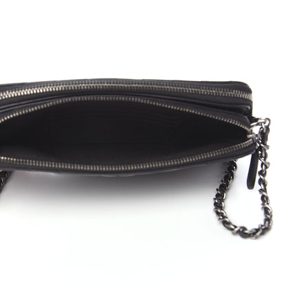 Chanel Calfskin Chevron Quilted Tassel Clutch With Chain Black 5 of 11