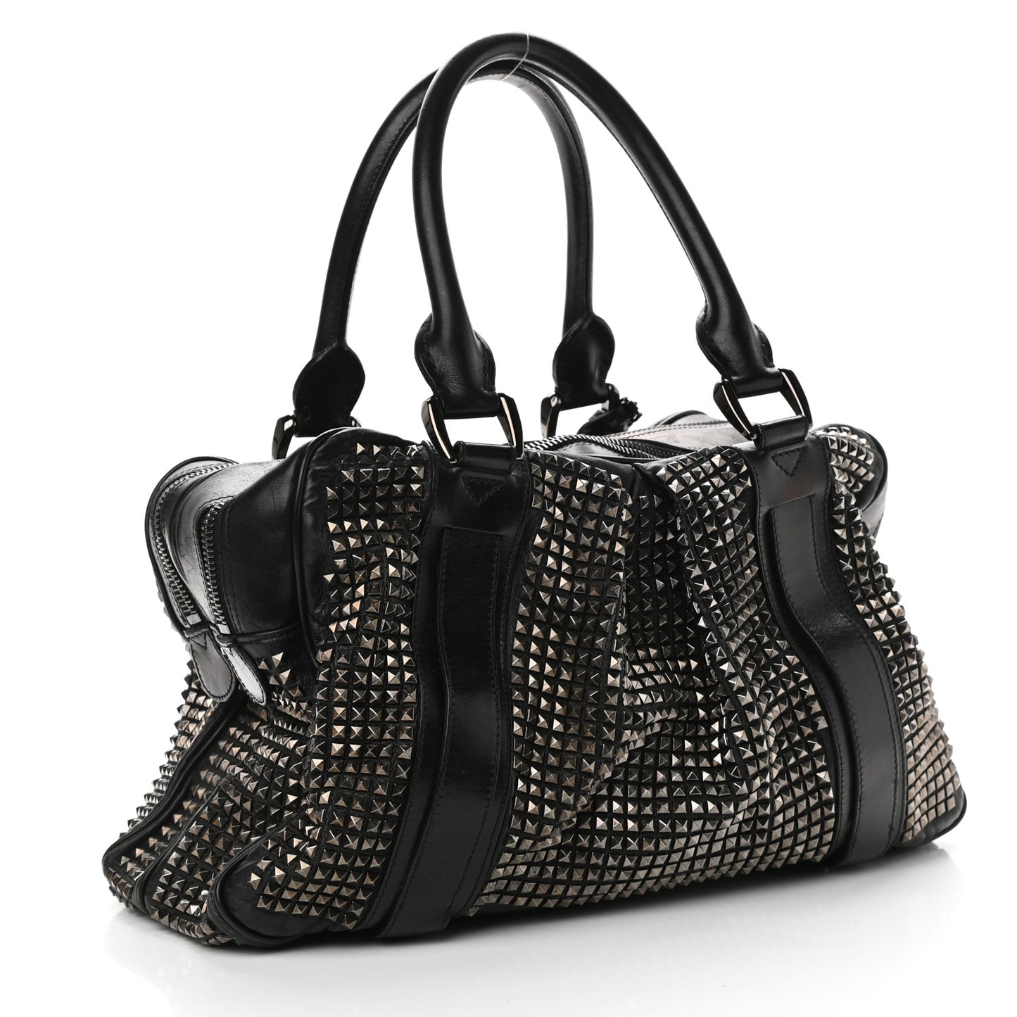 Prorsum Calfskin Studded Knight Satchel Black