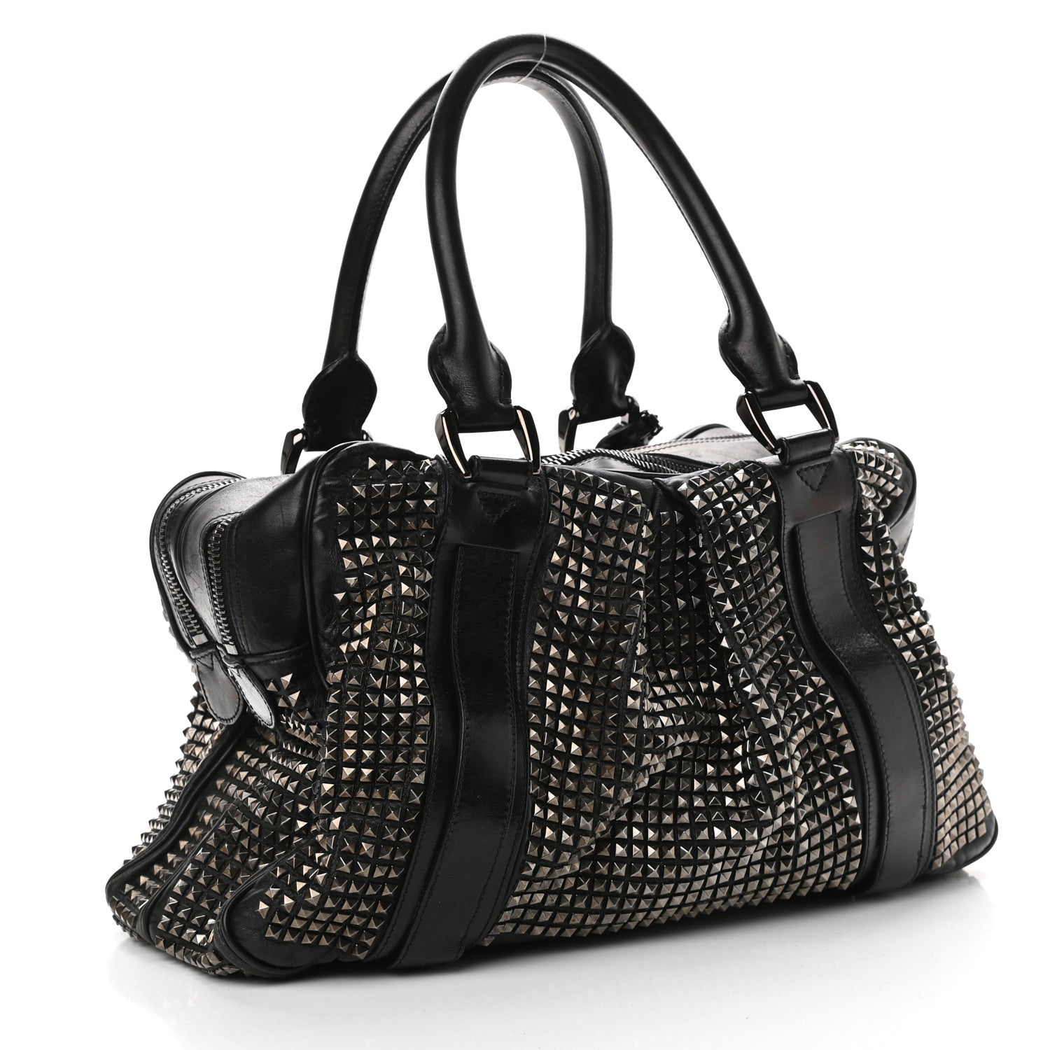 Burberry Prorsum Calfskin Studded Knight Satchel Black 2 of 15