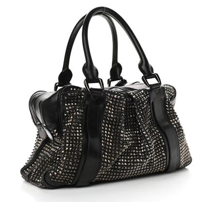 Burberry Prorsum Calfskin Studded Knight Satchel Black 2 of 15