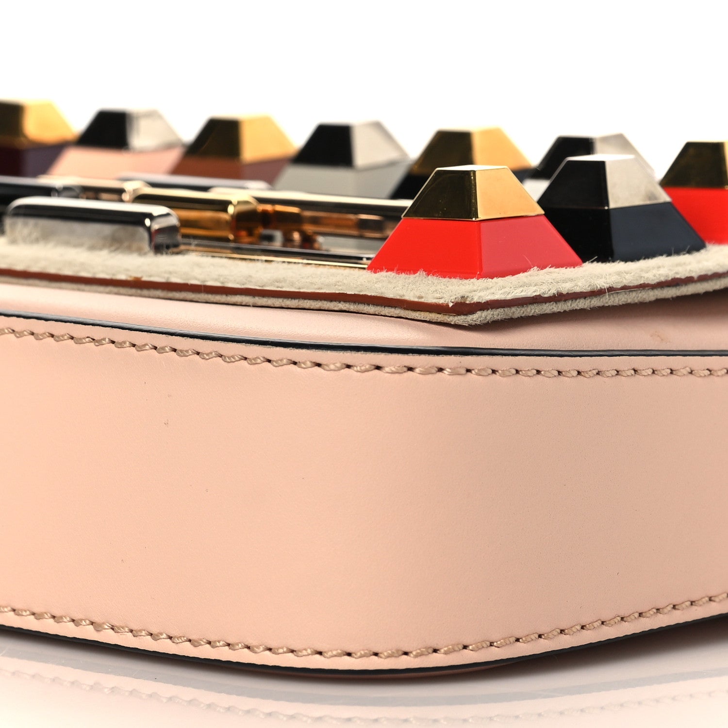 Fendi Vitello Dolce Calf Hair Studded Mini 3Baguette Shoulder Bag Light Pink 9 of 11