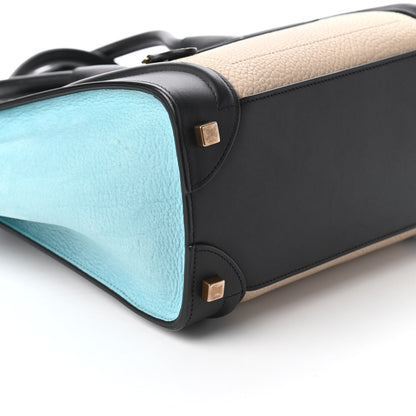 Celine Bullhide Drummed Calfskin Micro Tri-Color Luggage Antarctic 6 of 14