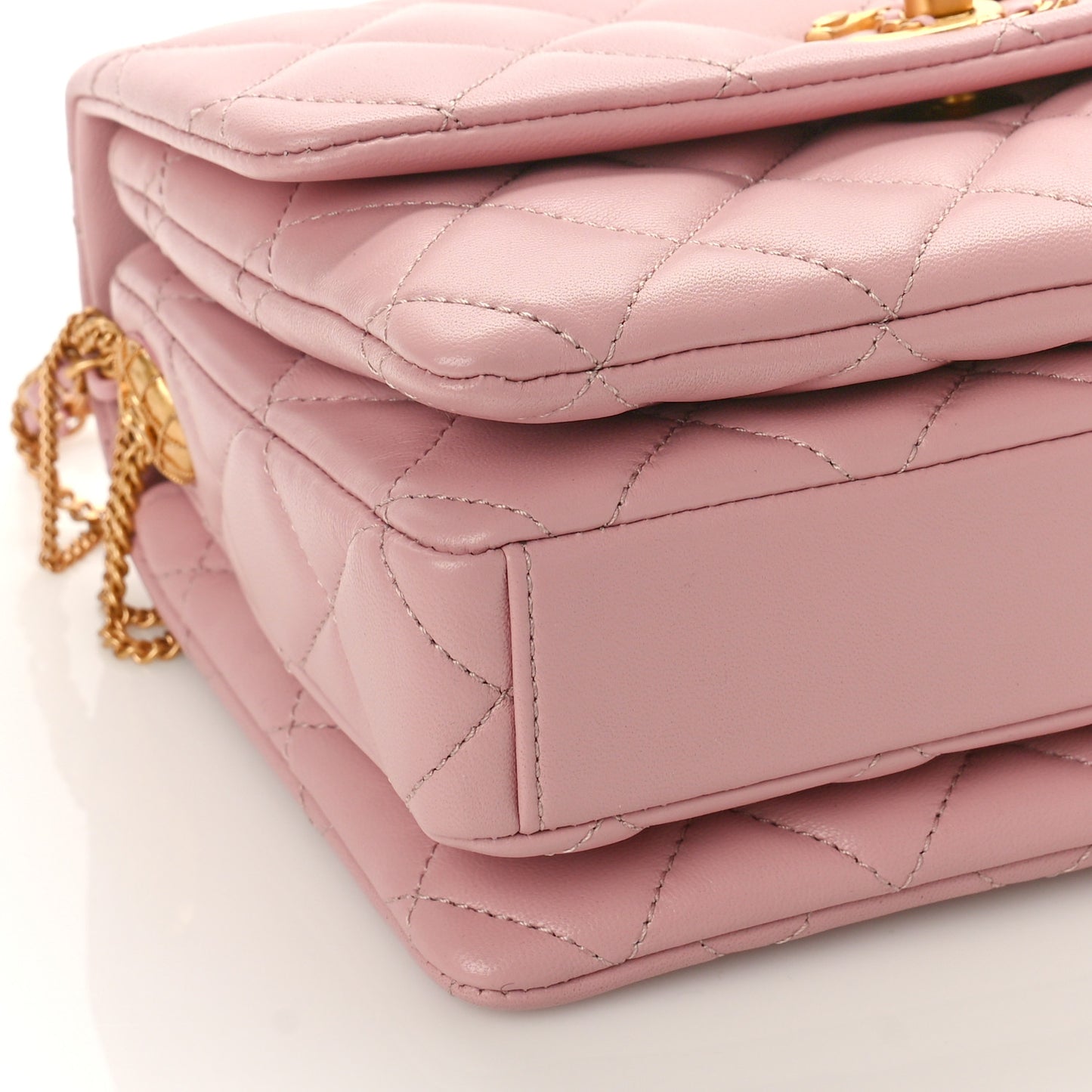 Lambskin Quilted Mini Medallion Multi Chain Flap Light Pink