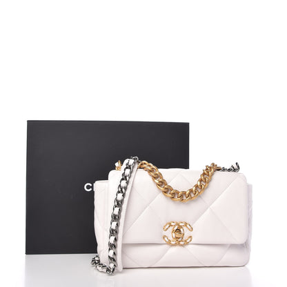 Chanel Lambskin Quilted Medium Chanel 19 Flap White 10 of 10
