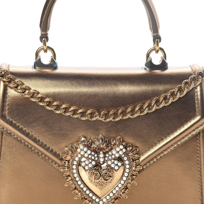 Dolce & Gabbana Smooth Calfskin Devotion Envelope Top Handle Bag Gold 7 of 9