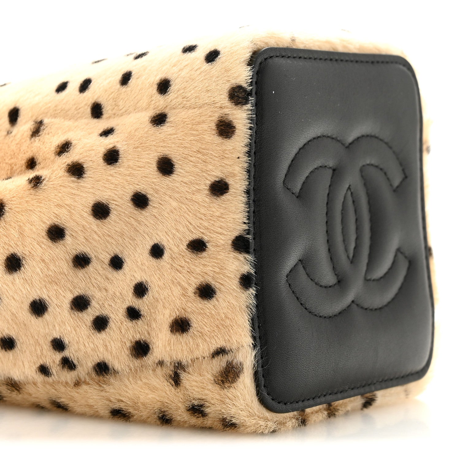 Chanel Pony Hair Cheetah Printed CC Chain Bucket Bag Light Beige Black 9 of 11
