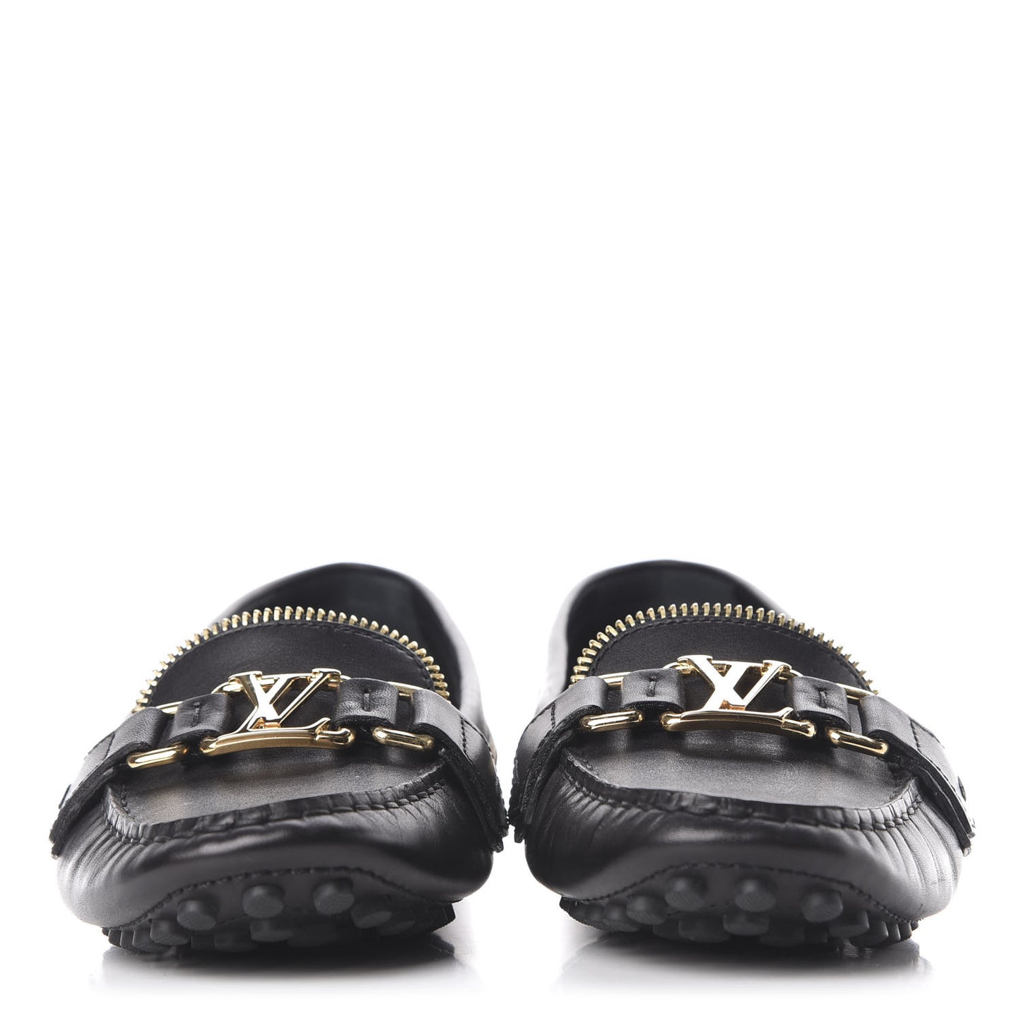 Calfskin Zipper Oxford Loafers 40 Black