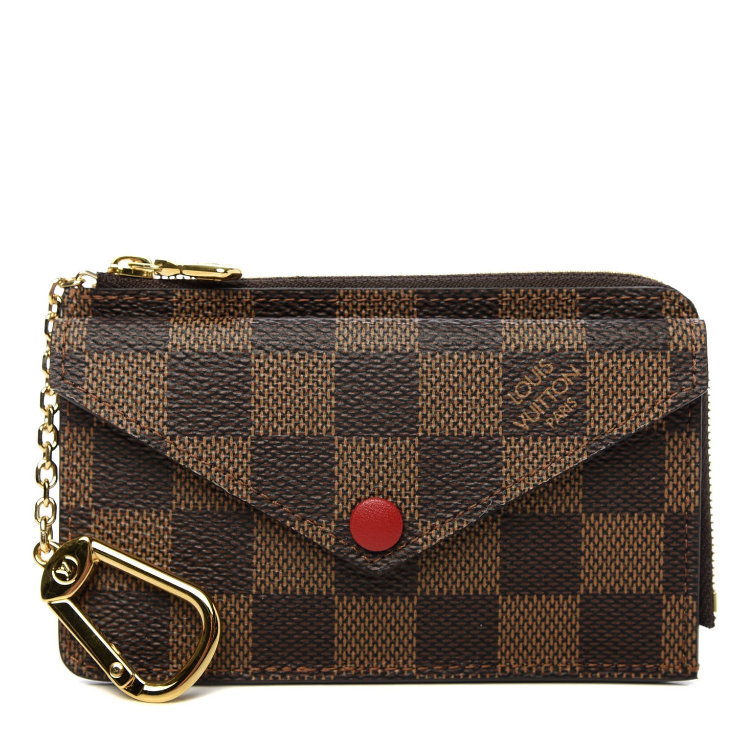 Damier Ebene Recto Verso Card Holder Red