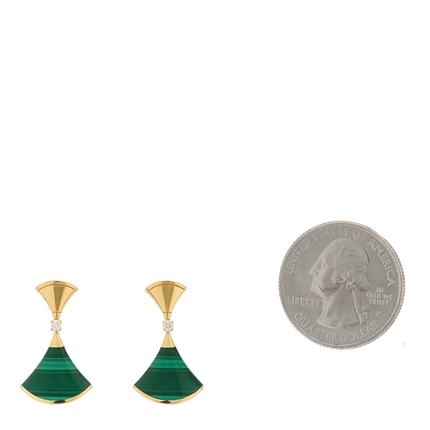 Bulgari 18K Yellow Gold Diamond Malachite Divas' Dream Earrings 2 of 4
