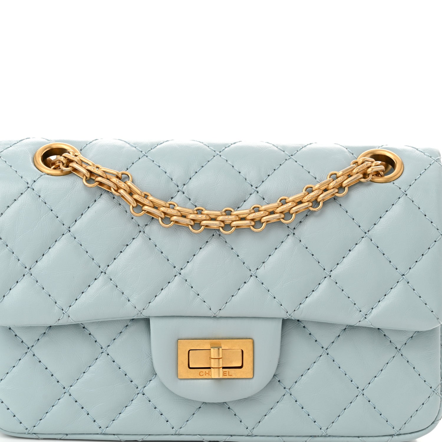 Chanel Aged Calfskin Quilted 2.55 Reissue Mini Flap Light Blue 8 of 11